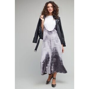 Anthropologie Maeve Crushed Velvet Cropped Wide-Leg Jumpsuit Silver Lilac Size M